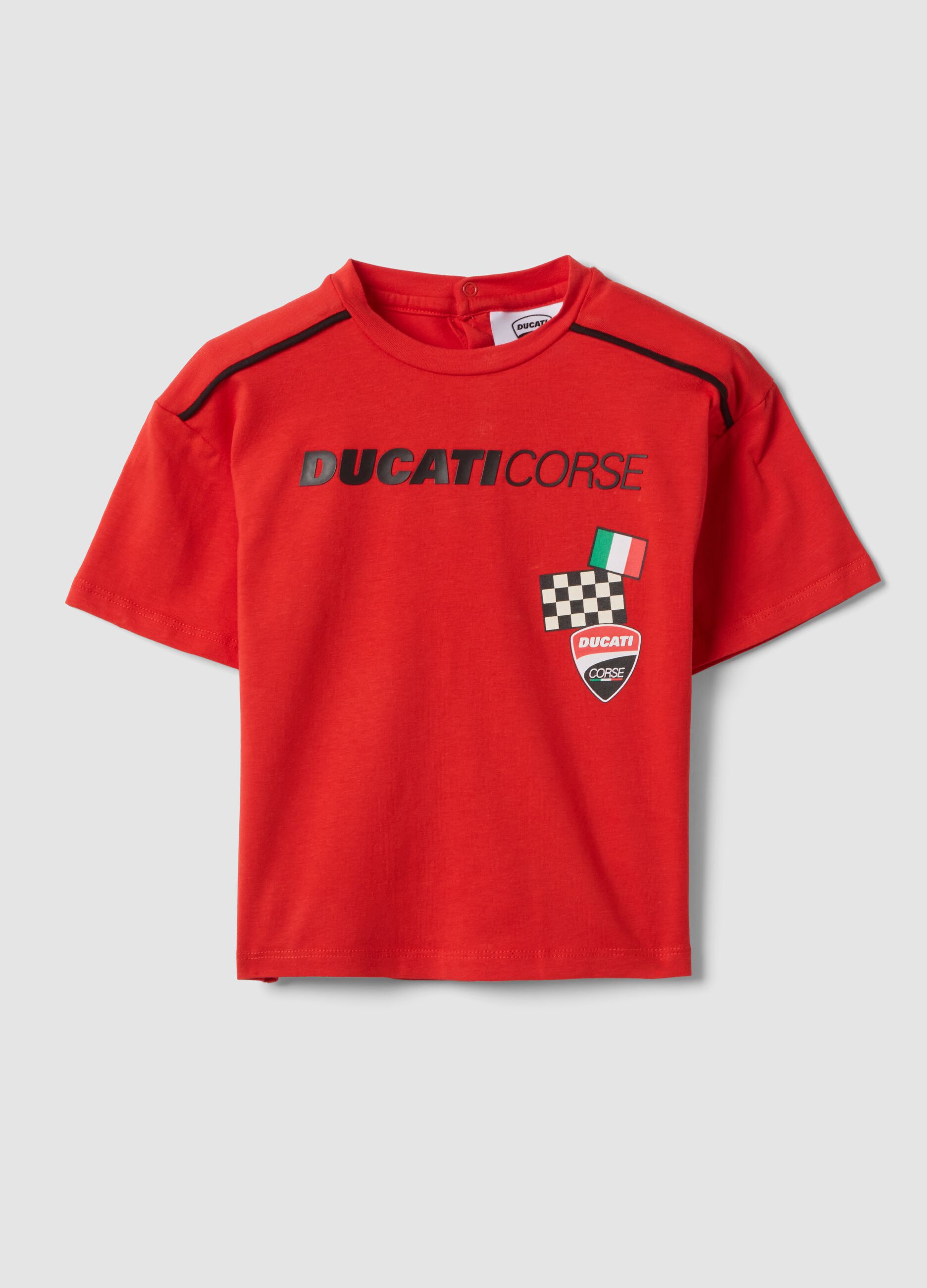 Red Ducati logo stretch cotton T-shirt for baby boy, regular fit