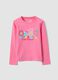 Girls&rsquo; pink stretch-cotton crew-neck printed T-shirt_0