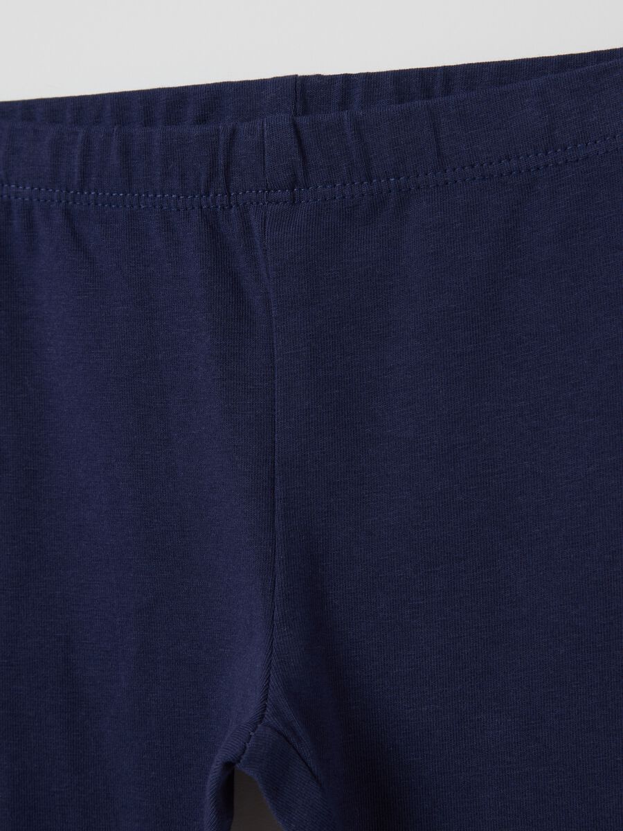 Two-pack blue and pink three-quarter leggings with print_2