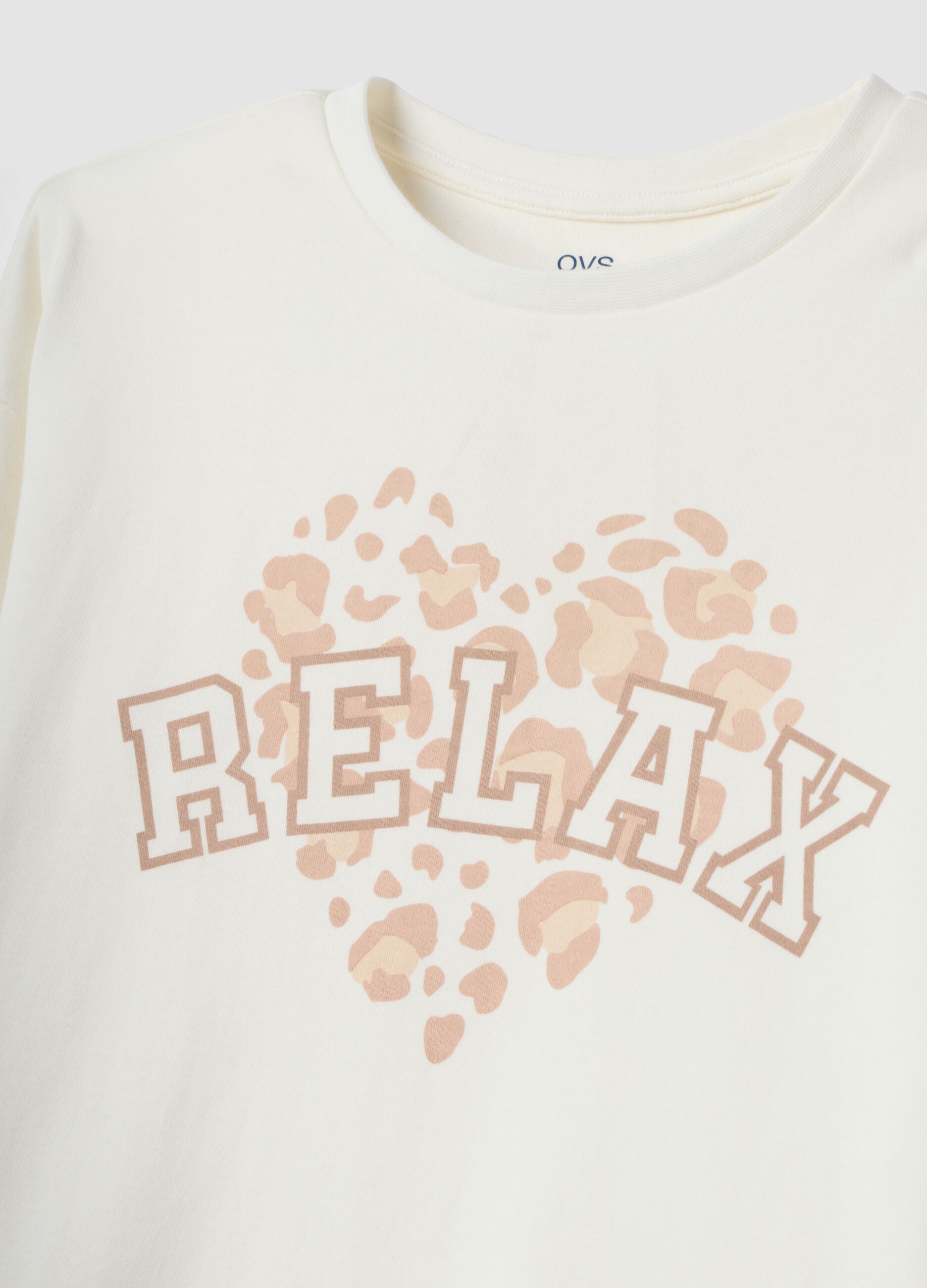 White and beige pure organic cotton printed pyjamas for girls