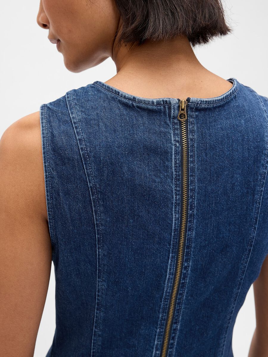 Stretch denim dress with back zip_3