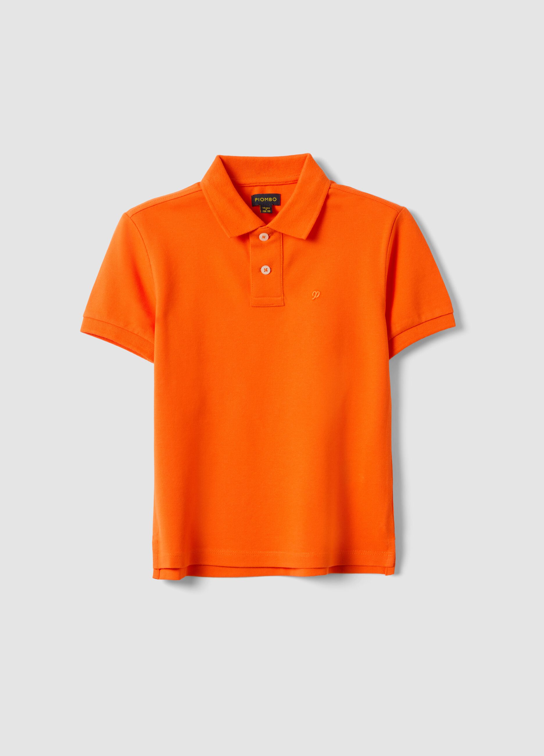 Orange stretch cotton polo for kids regular fit