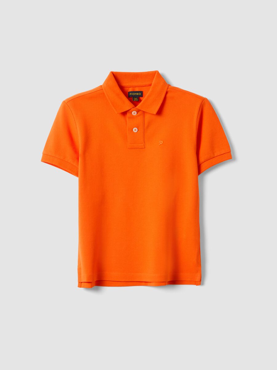 Polo in cotone elasticizzato arancione da bambino regular fit_3