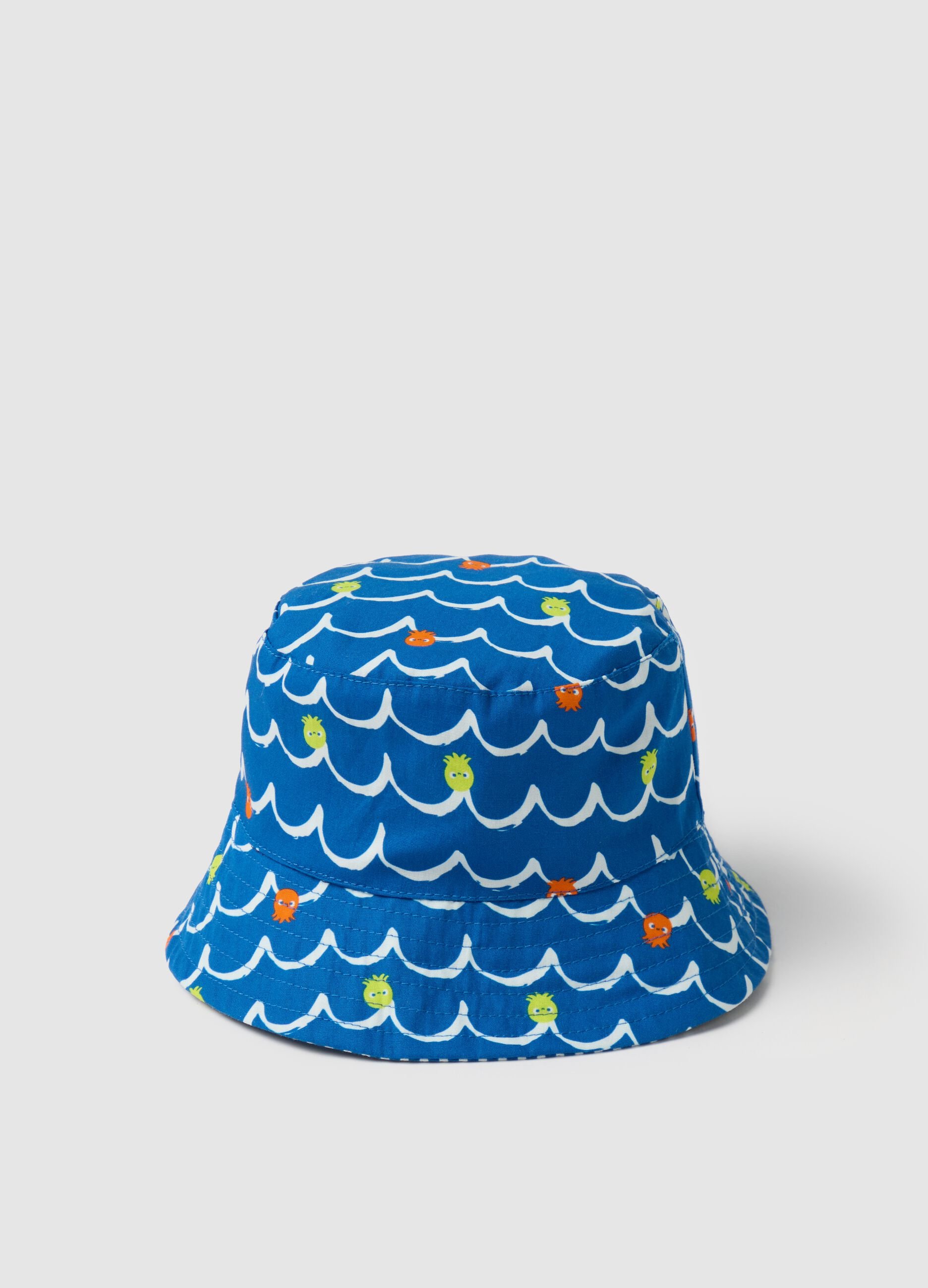 Cappello bucket da bambino in puro cotone multicolor