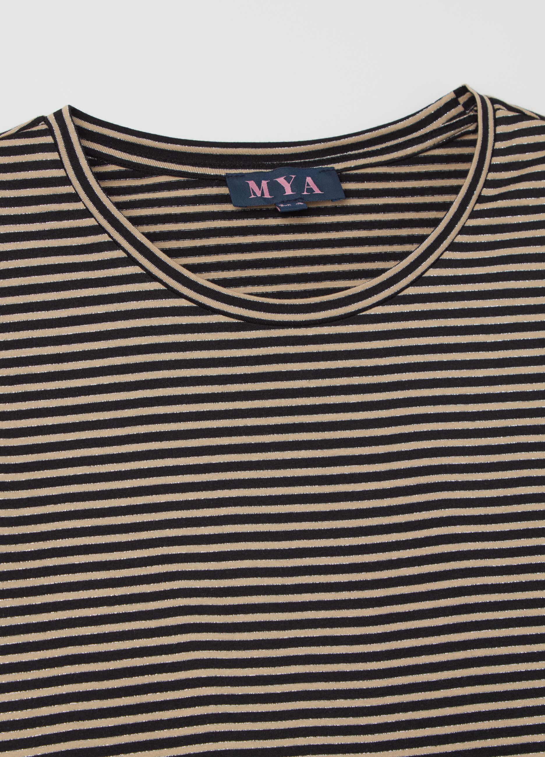 Curvy T-shirt in striped lurex