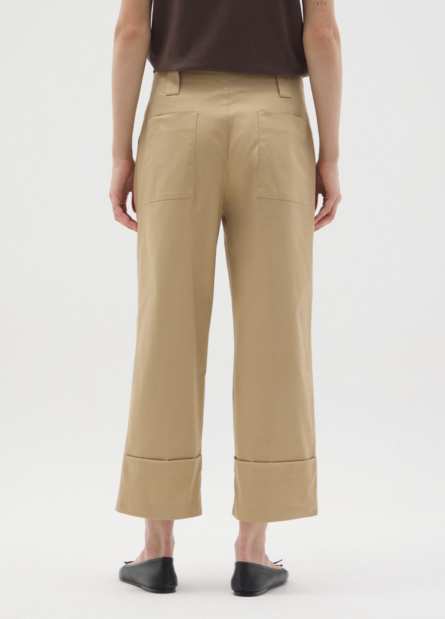 Pantaloni in cotone beige regular fit