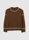 Brown sweater in cotton and wool blend with oversized fit_4