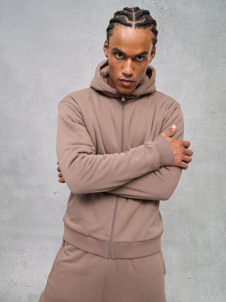 Reversible Teddy Full-Zip Hoodie Mocha_4
