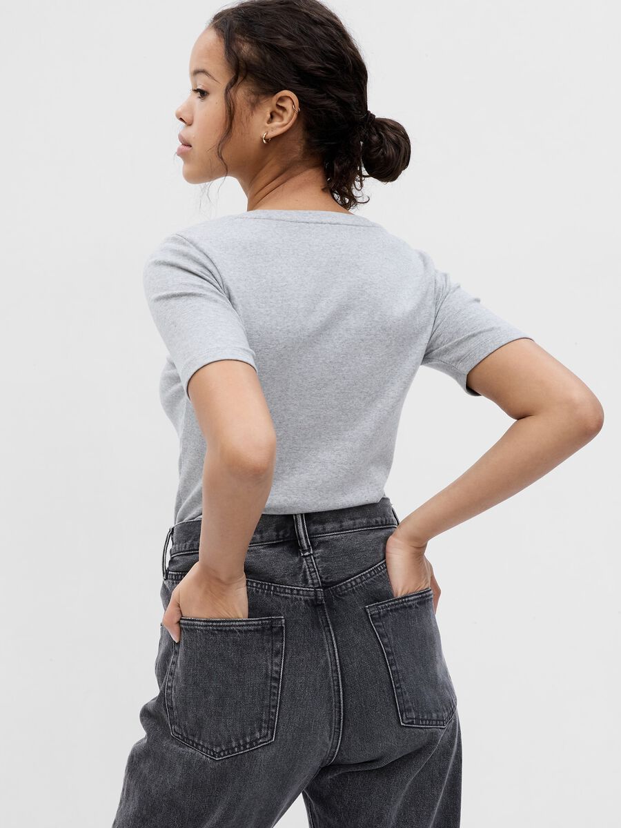 Round-neck T-shirt in cotton and modal mélange_1