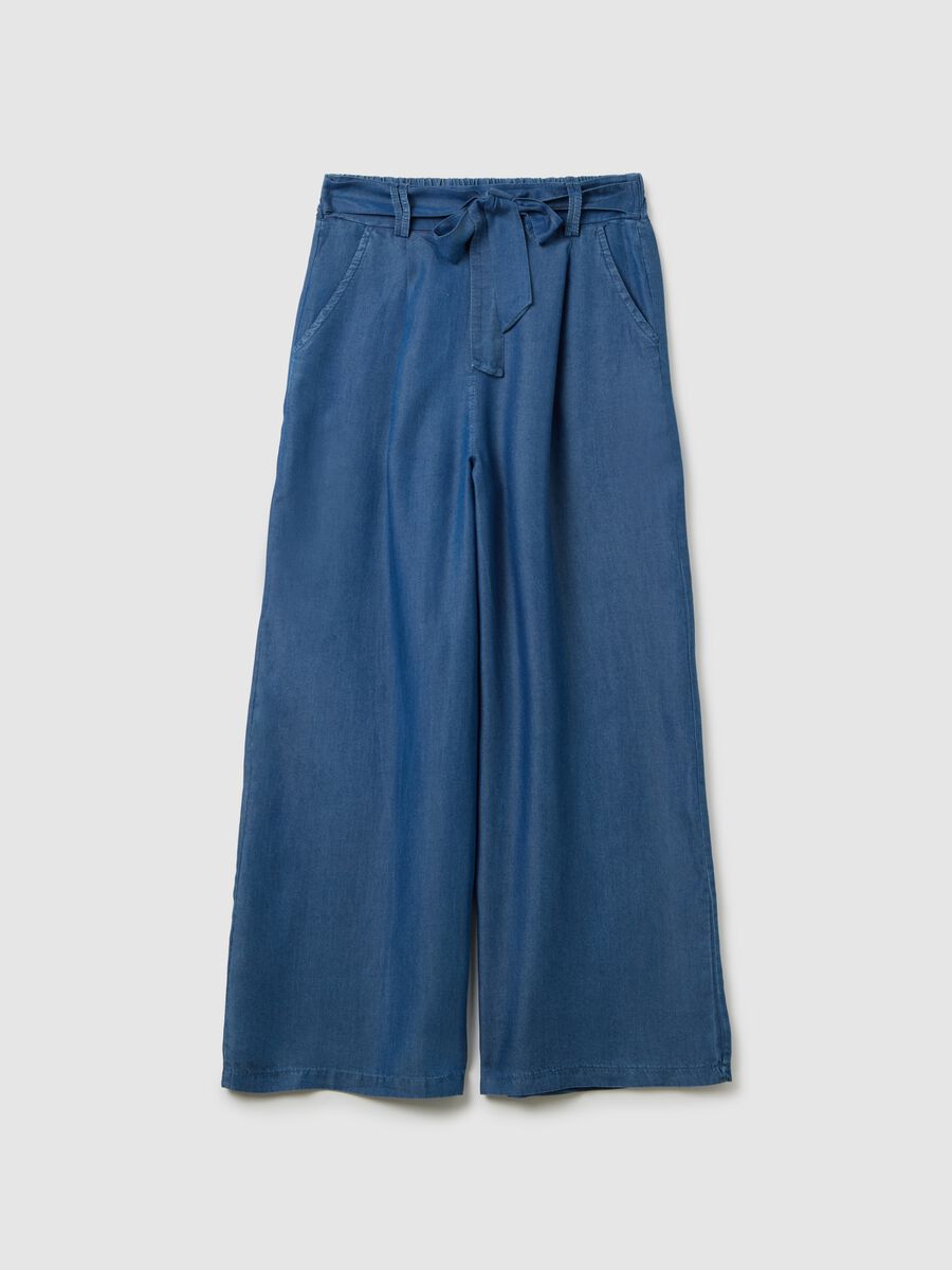 Women's blue regular fit pure Lyocell trousers_4