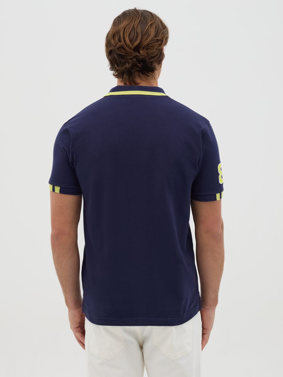 Blue polo shirt in cotton with Navy Sport patch_3