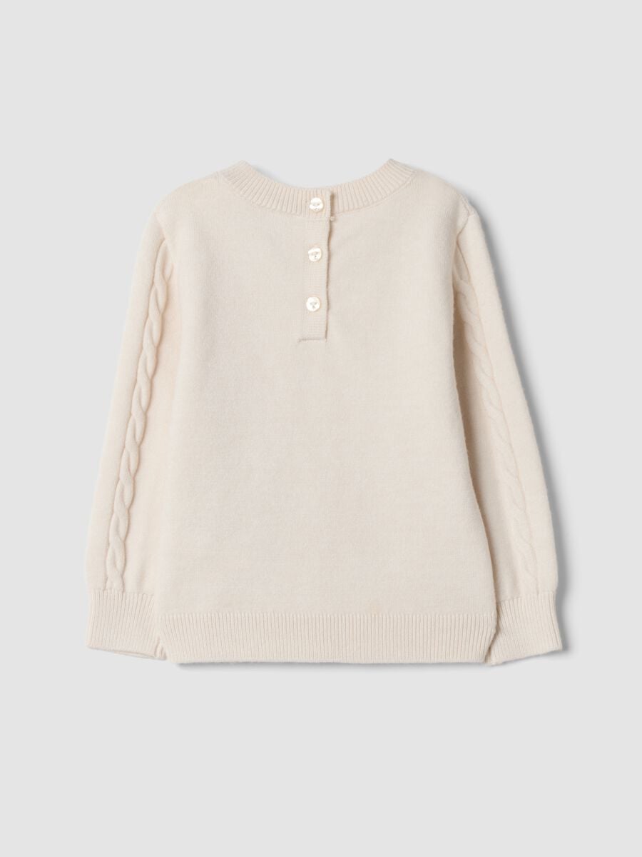 Maglia beige in misto viscosa con girocollo lavorato_1