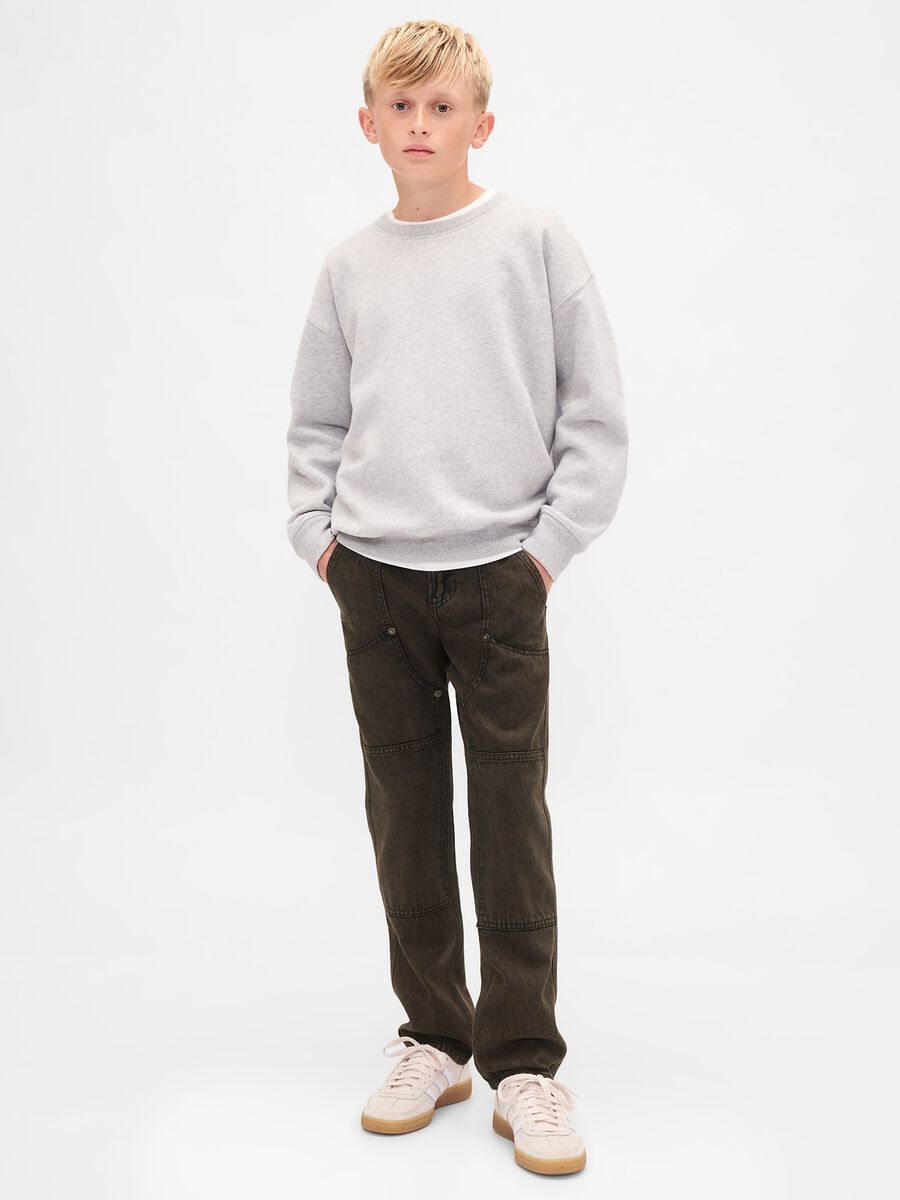 Pantaloni cargo marroni in cotone_0