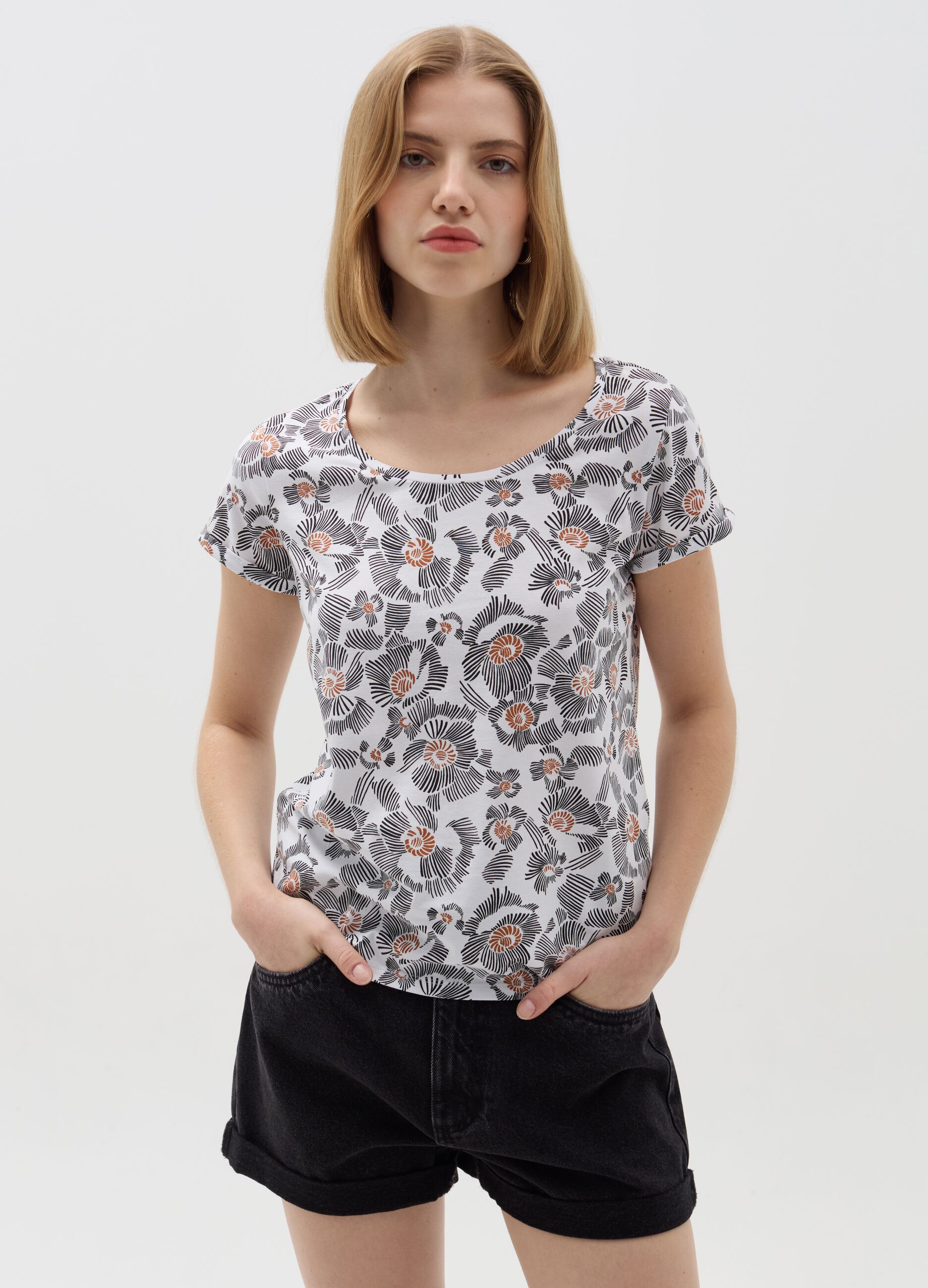 Ovs T-shirt con stampa a fiori all-over