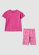 Pink pure cotton set with T-shirt and cycling shorts leggings_0