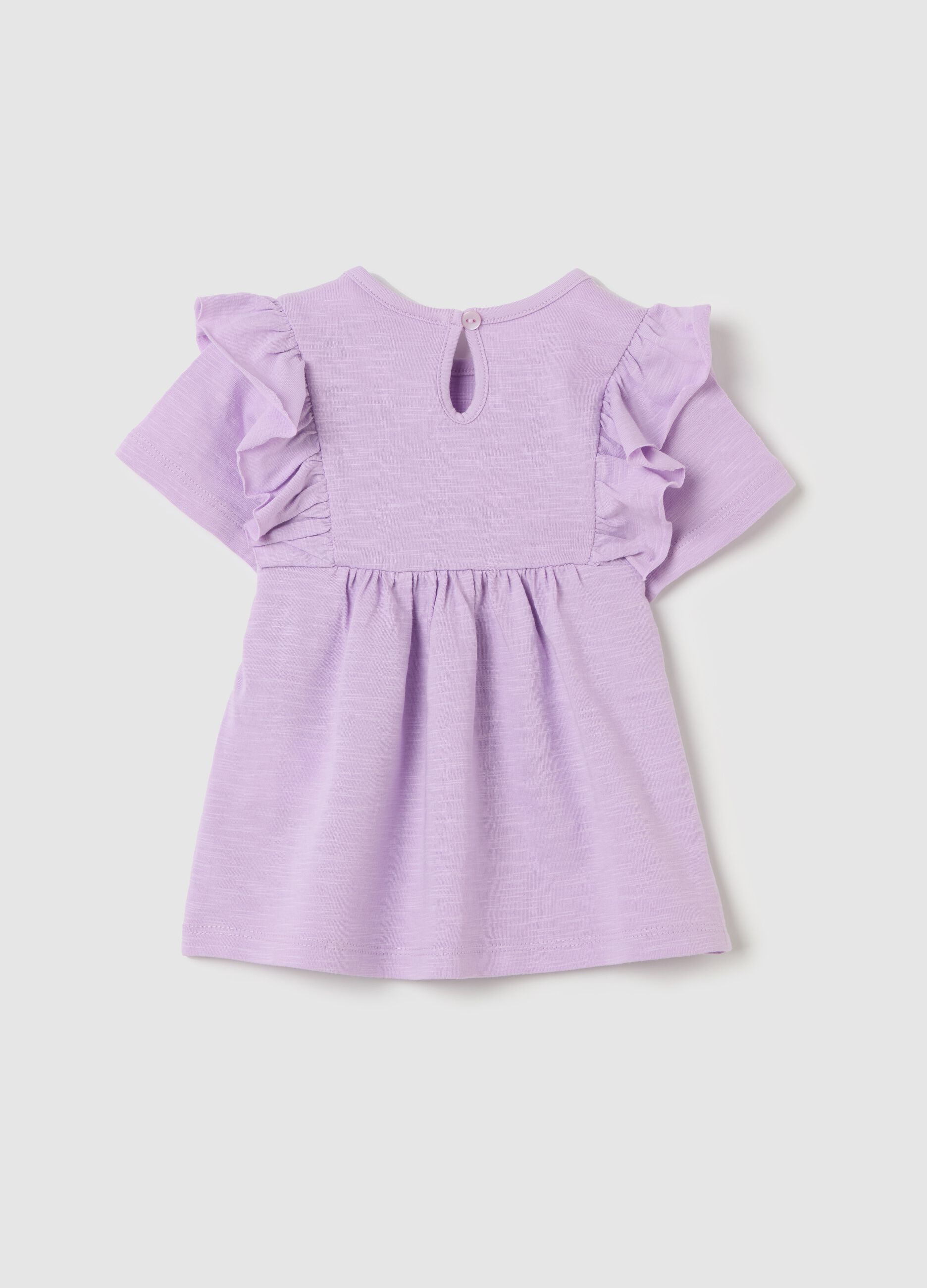 Cotton T-shirt with flounce