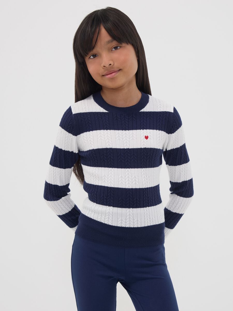 Maglia multicolor in misto viscosa a righe con scollo a barchetta per ragazza_0