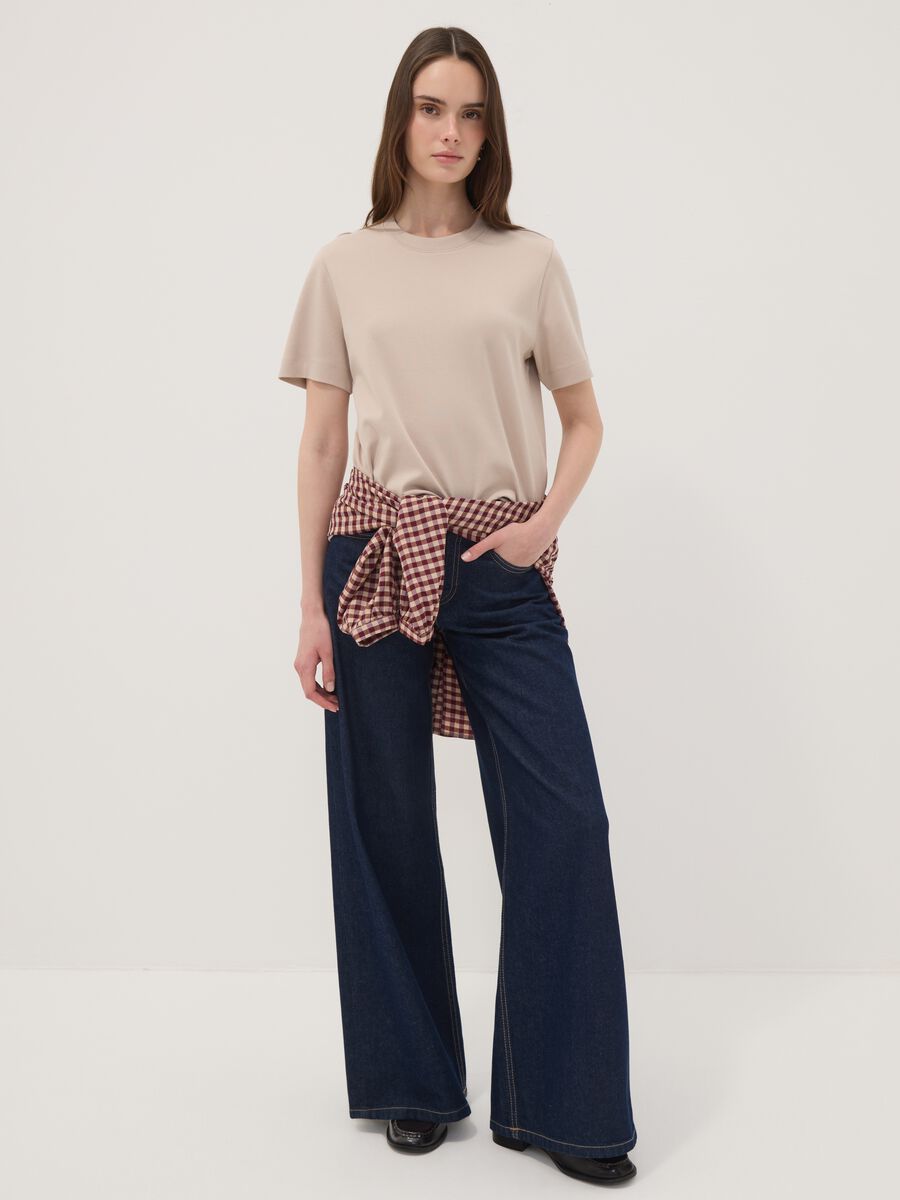 Beige relaxed-fit pure cotton short-sleeve T-shirt_2