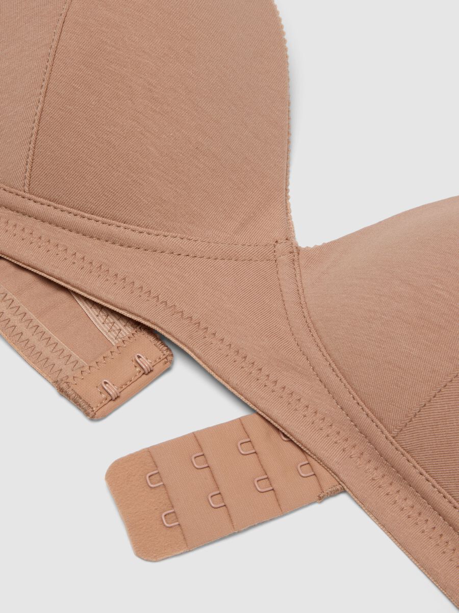 Reggiseno in cotone elasticizzato beige con imbottitura leggera_1