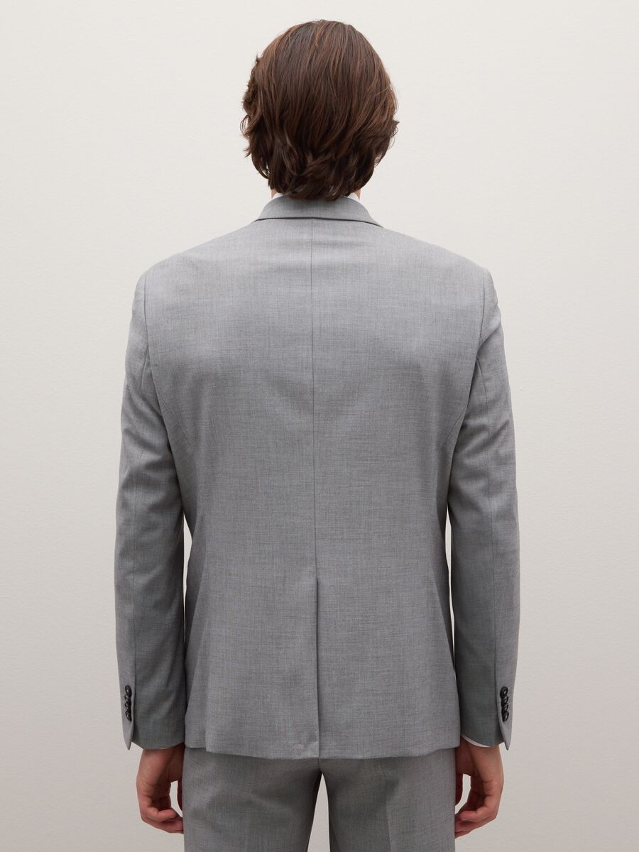 Grey Slim Fit Blazer with Buttons_3