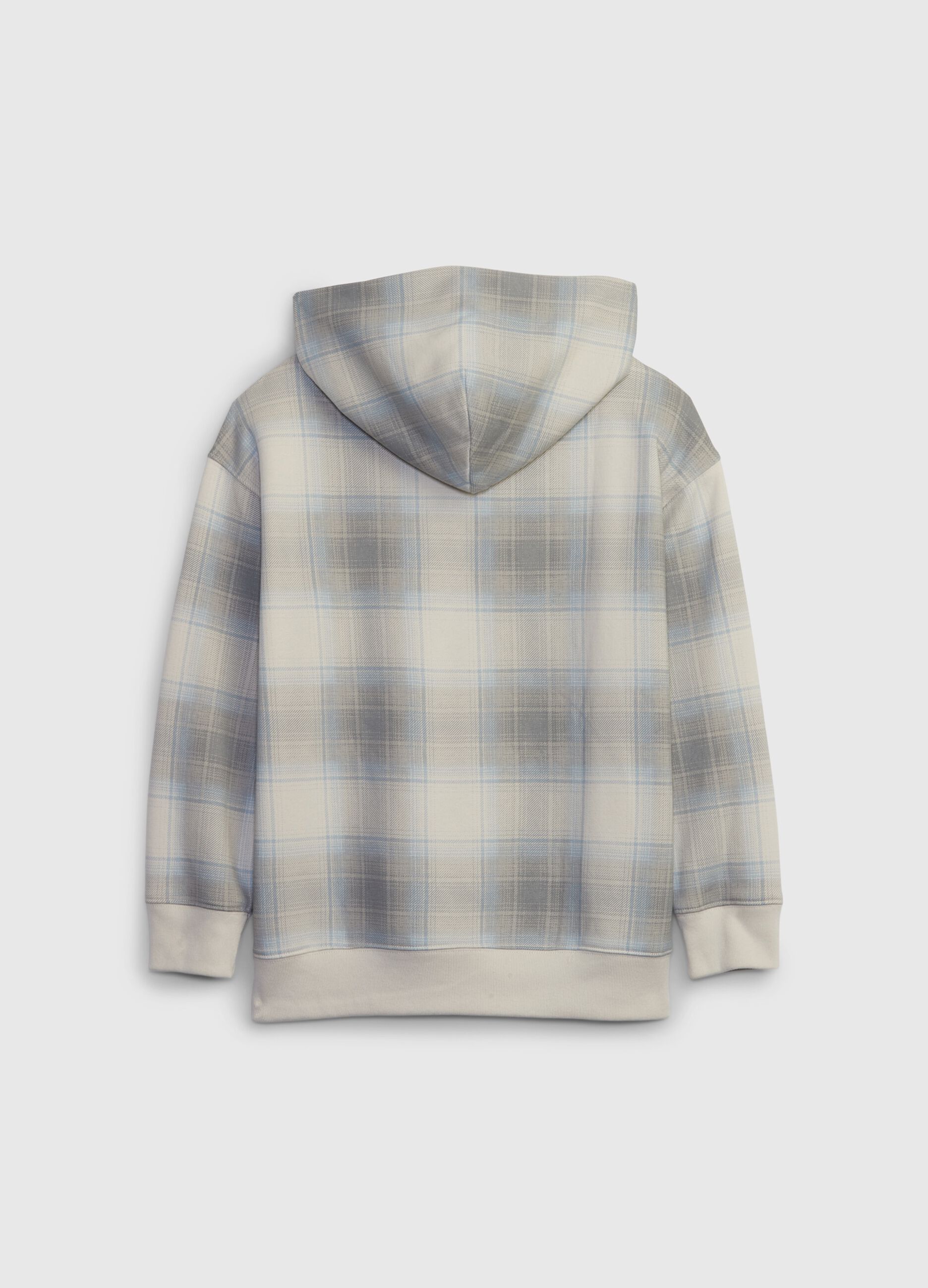 Sweatshirt with hood and plaid pattern