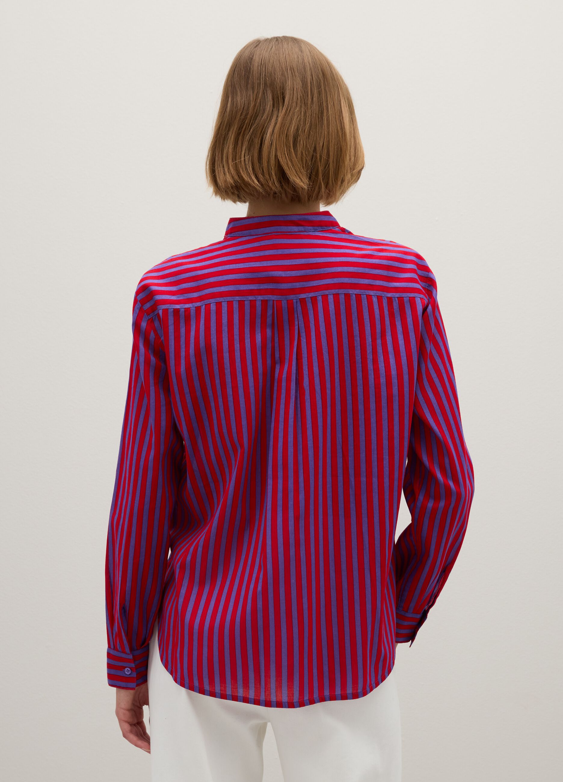 Multicolour striped shirt in pure cotton regular fit