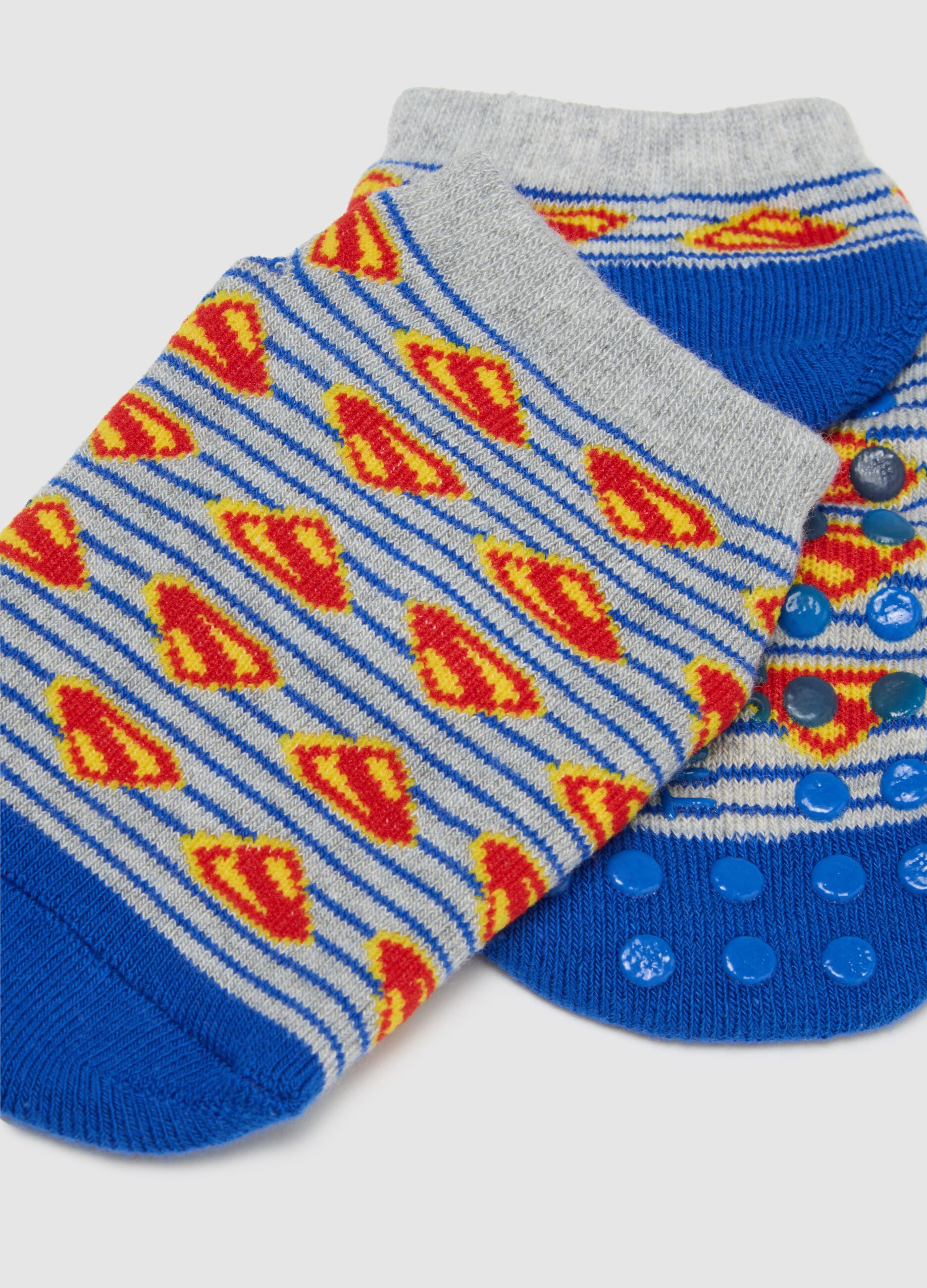 Children's multicolour cotton socks with elastic Superman design