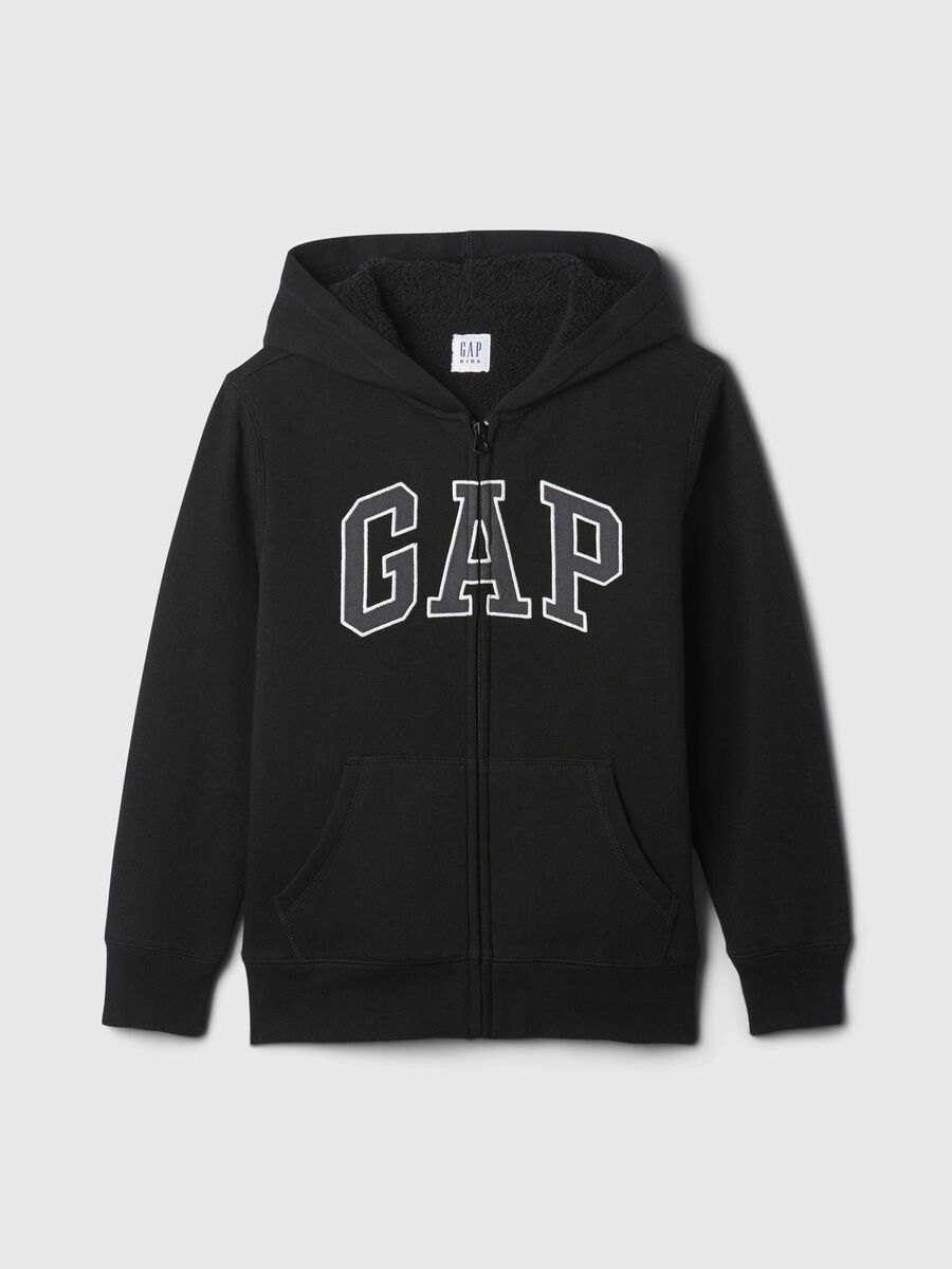 Full-zip sweatshirt and hood with sherpa lining_0