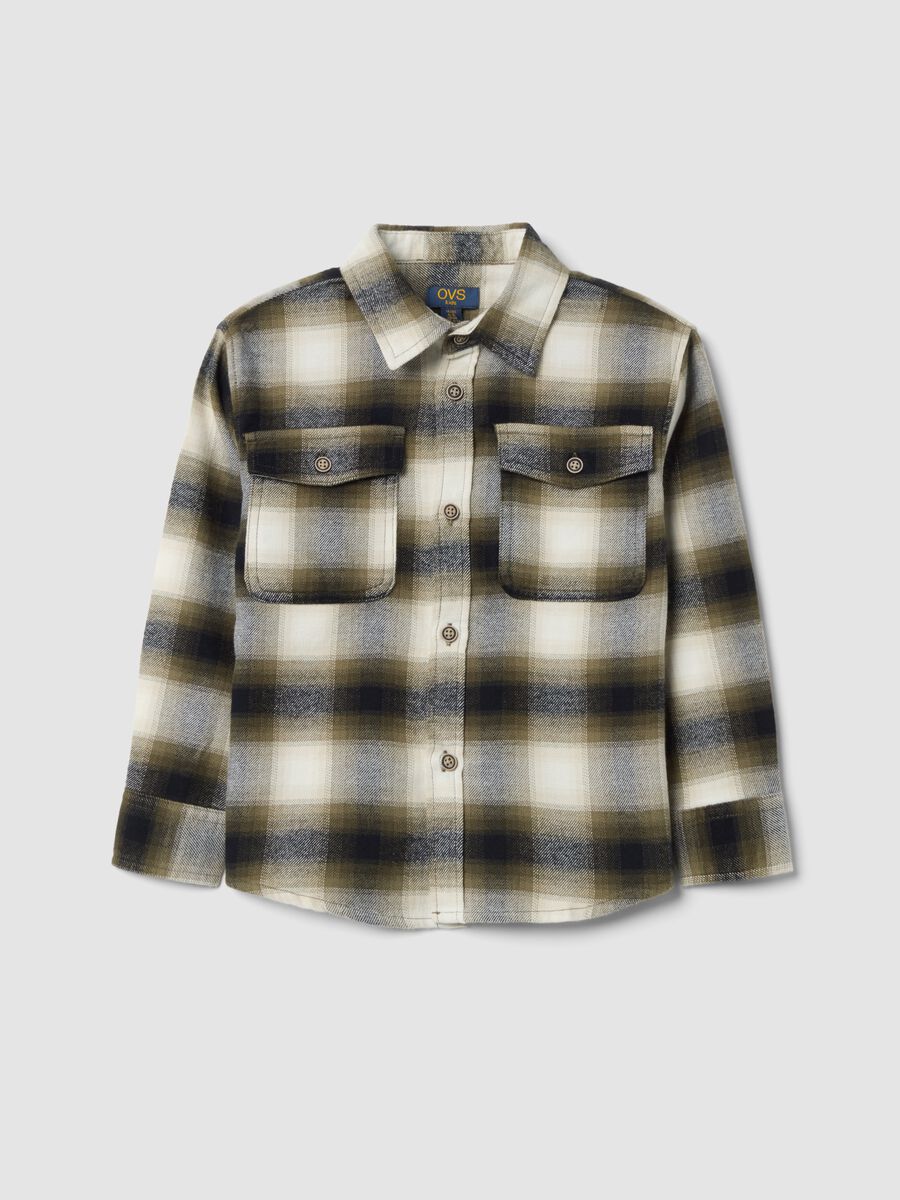 Camicia multicolor a quadri in puro cotone twill over fit_0