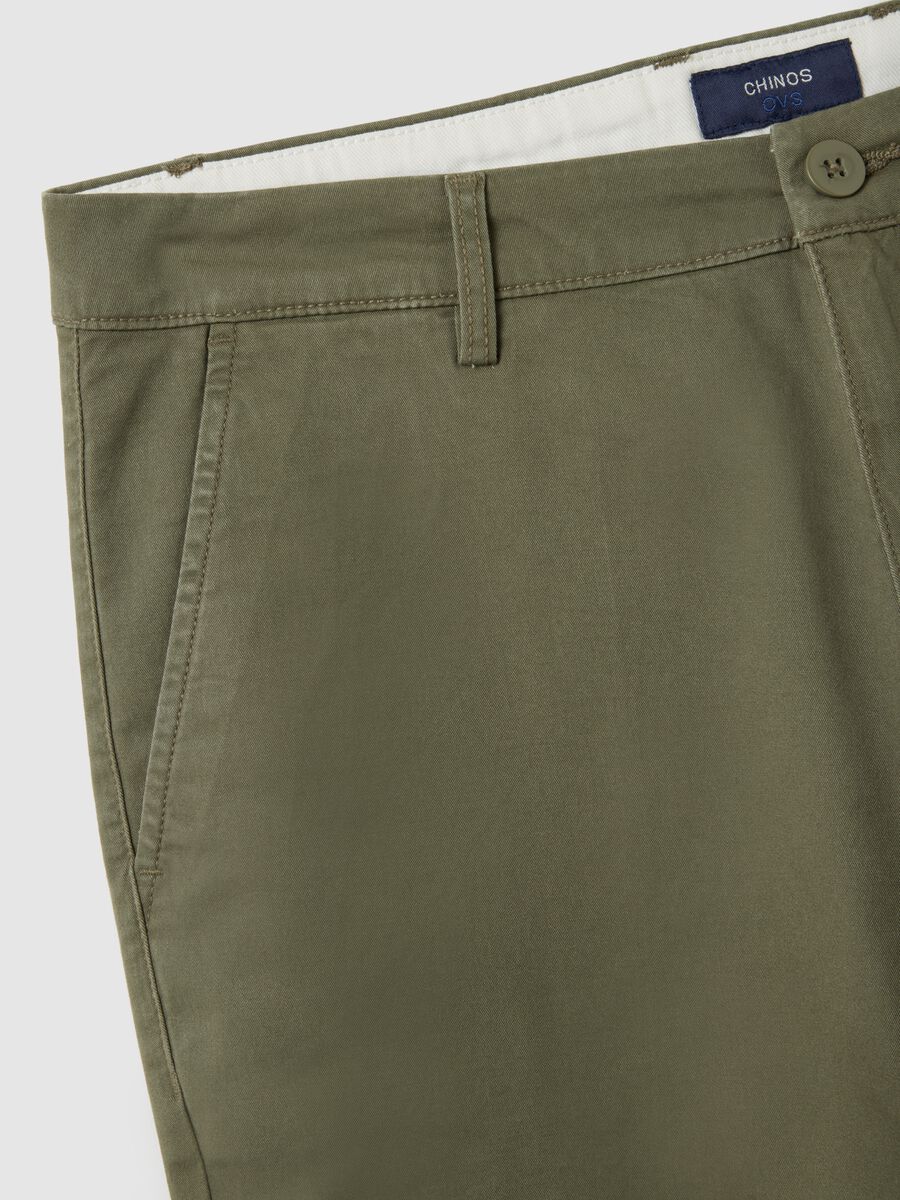 Green Stretch Cotton Regular Fit Trousers_5