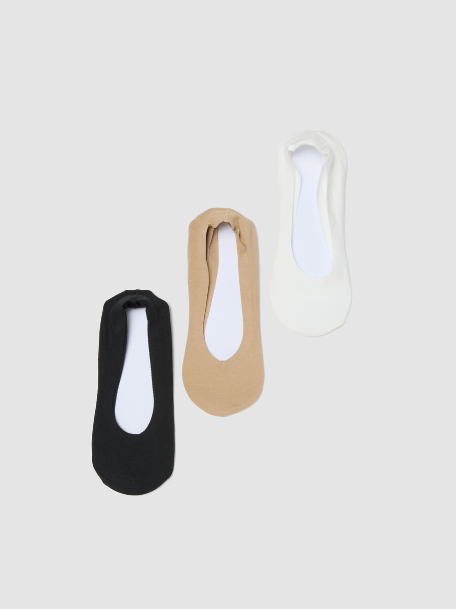 Three-pack of invisible multicolour stretch cotton-blend socks_0