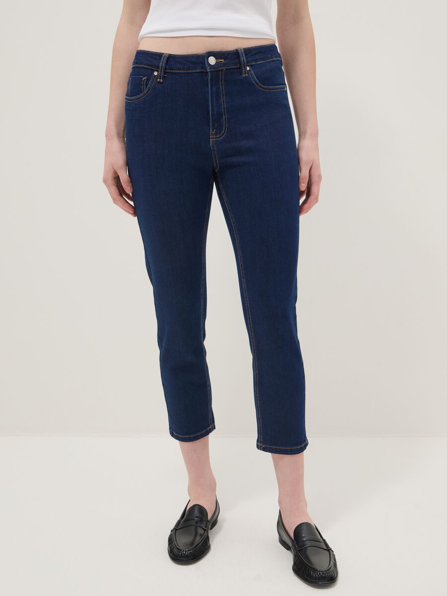 Jeans blu skinny in cotone e viscosa elasticizzato_1