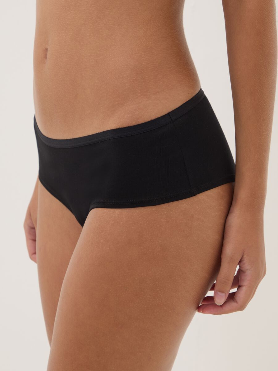 Multipack di cinque slip neri in tessuto elasticizzato_2