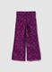 Purple flared ribbed stretch-cotton trousers with floral print_2