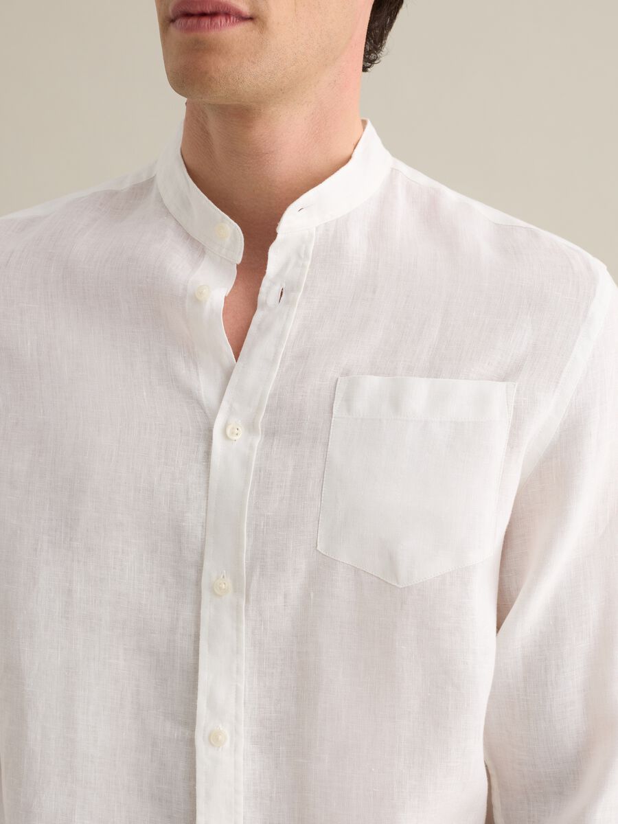Casual White Linen Shirt Piombo_2