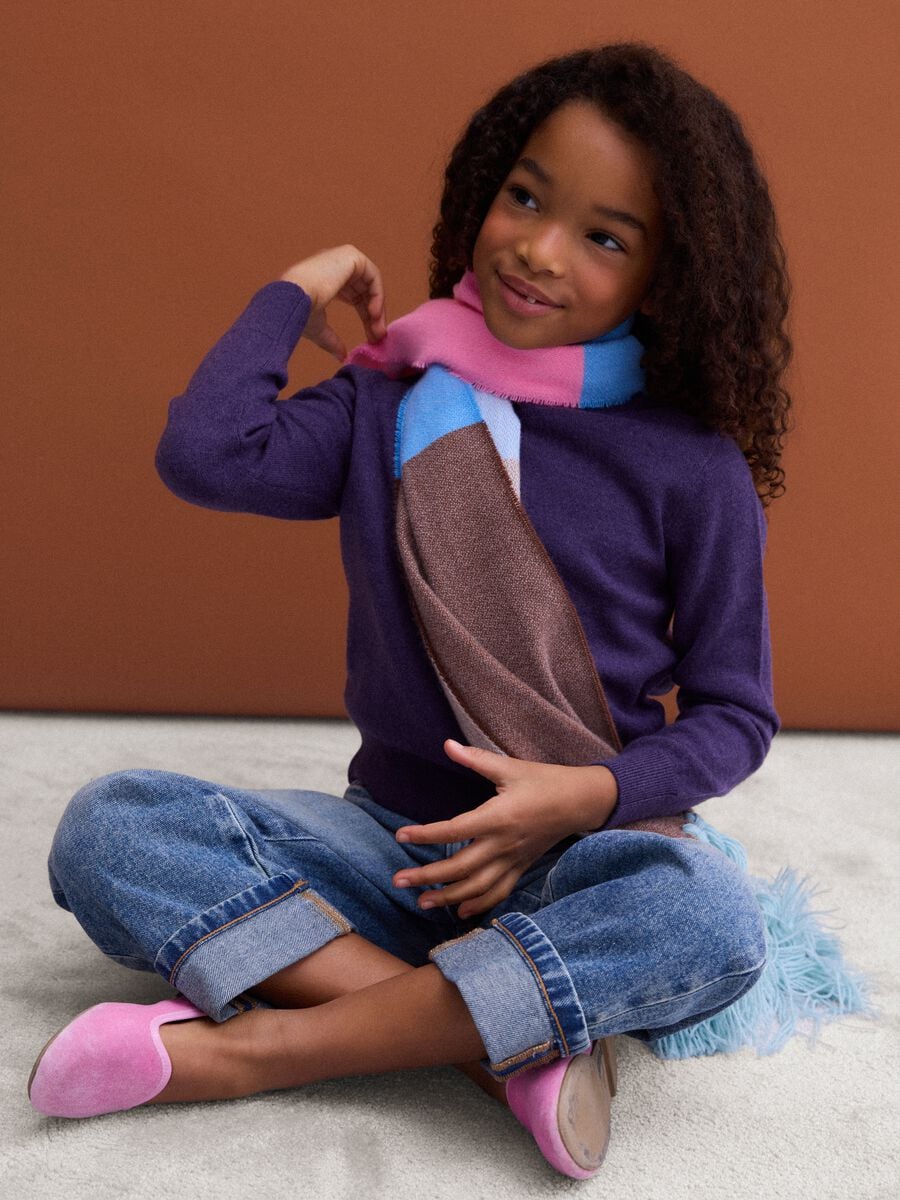 Maglione viola in pura lana a maniche lunghe regular fit_0