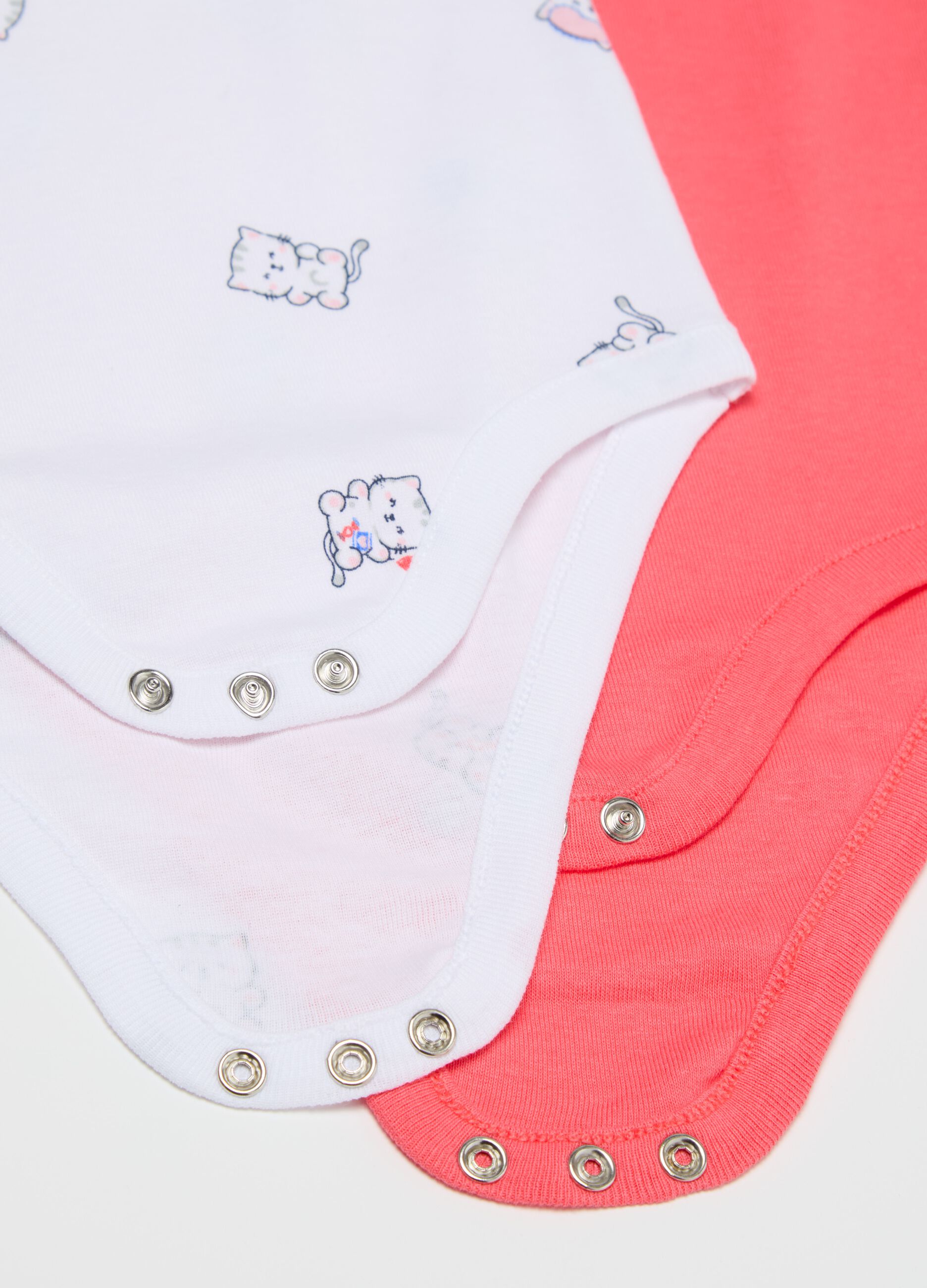 Bipack body a maniche corte stampa gattini