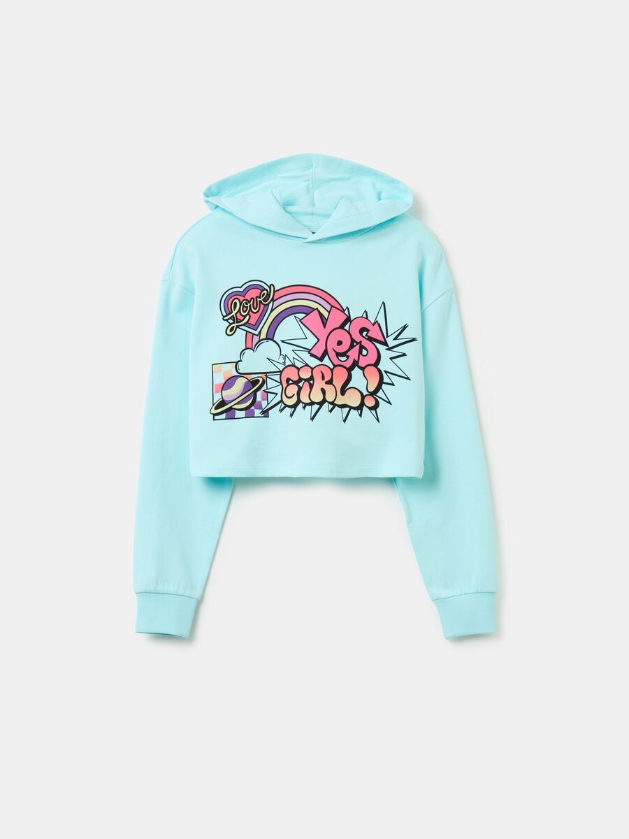 Crop sweatshirt with hood and print_3