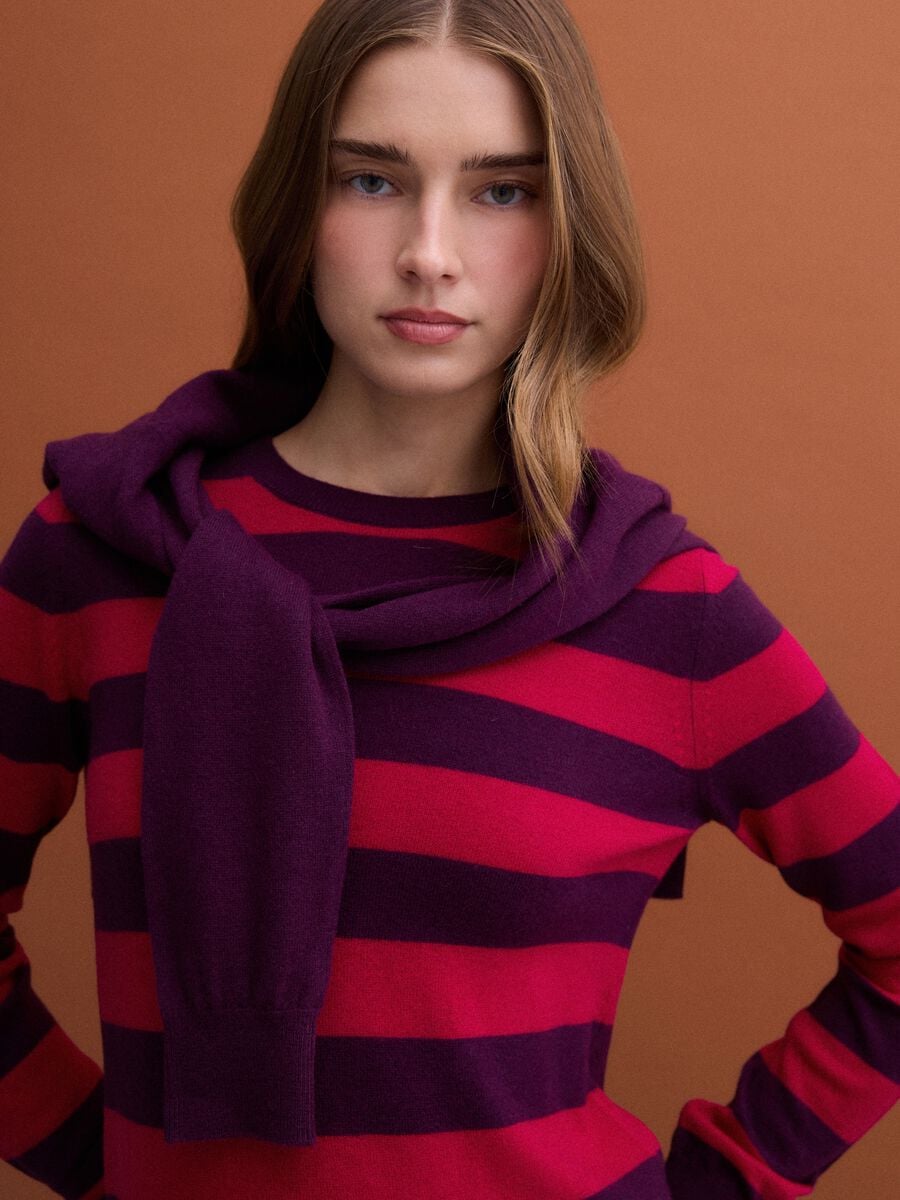 Red pure wool striped crew-neck jumper_1