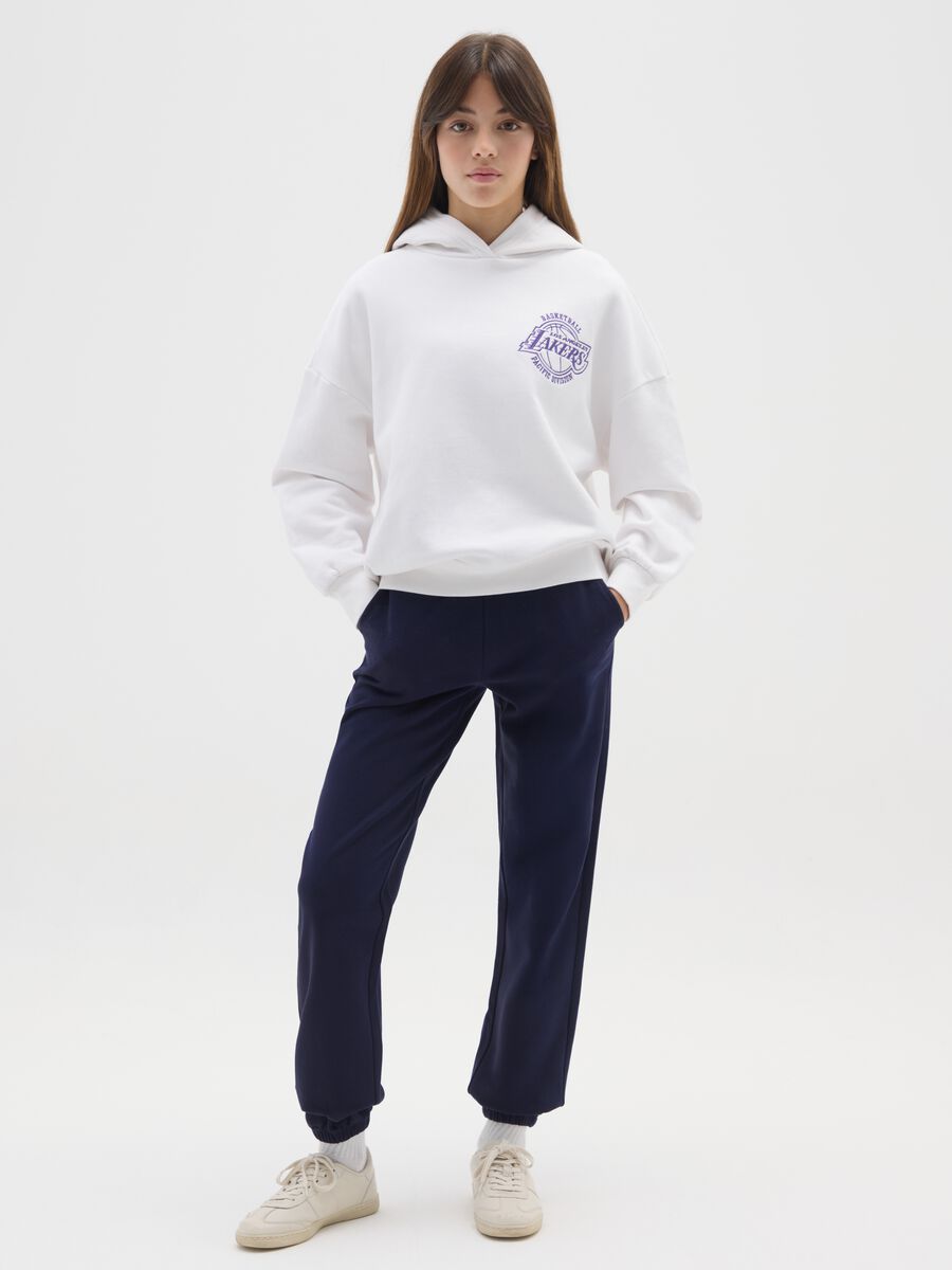 Pantaloni da ragazza in puro cotone blu regular fit_0