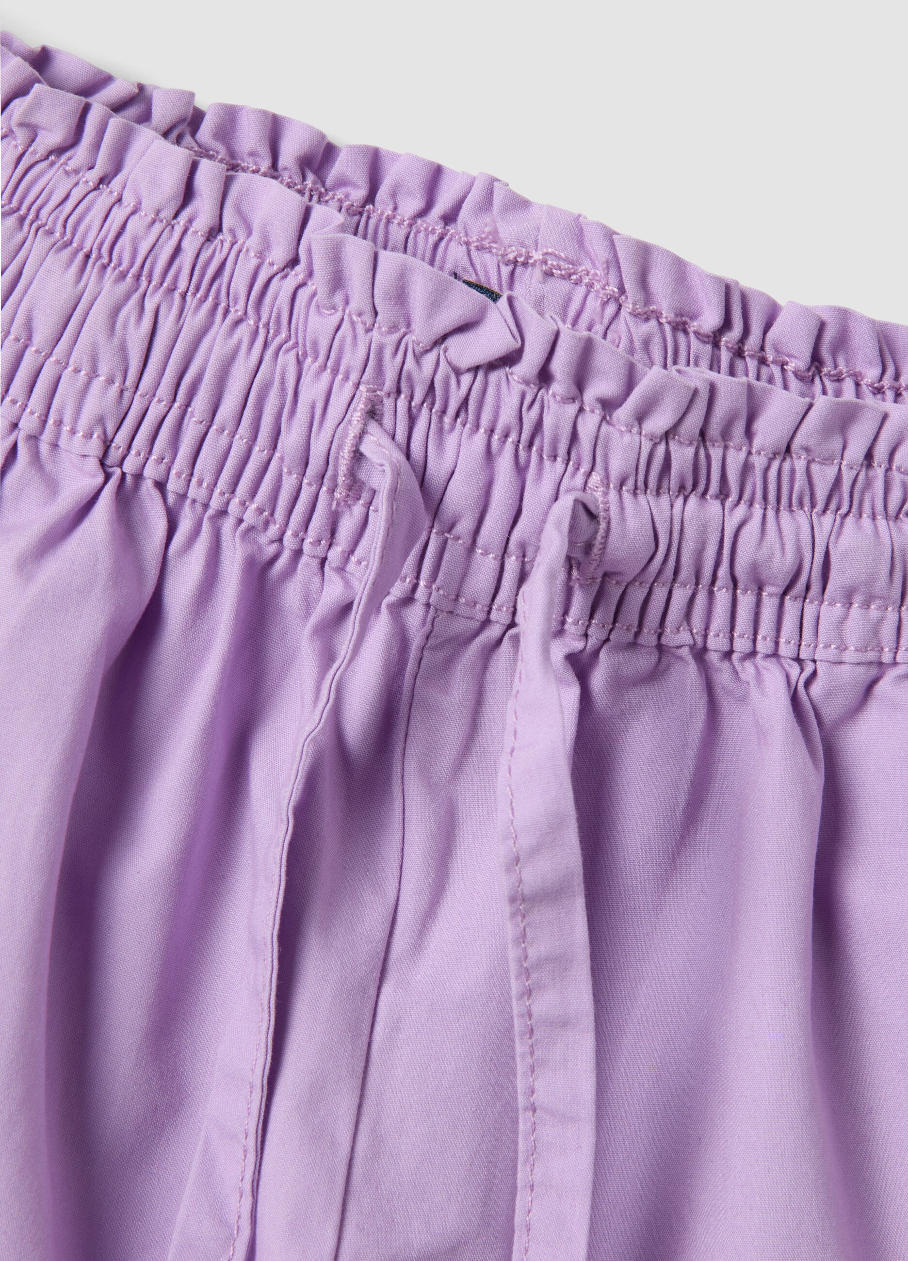 Purple pure cotton shorts with elasticated waist