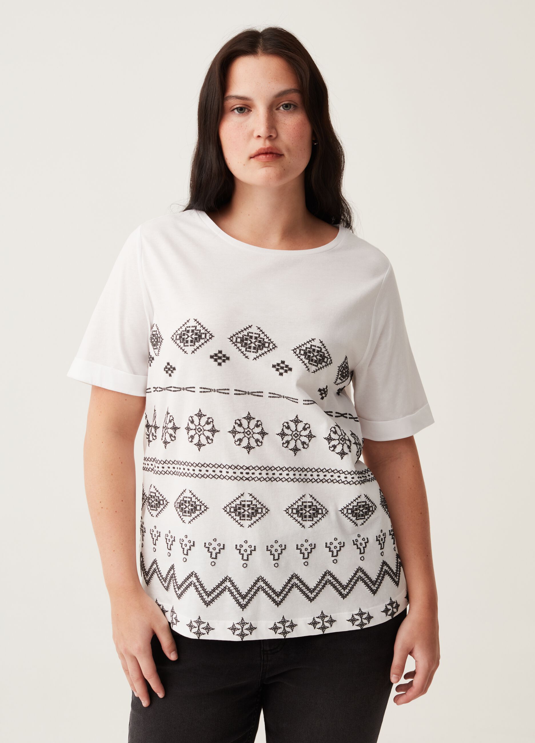 T-shirt con stampa etnica Curvy MYA_0