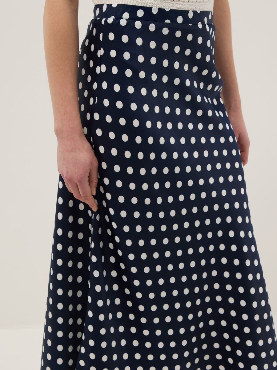 Gonna lunga in puro cotone a pois multicolor regular fit_3