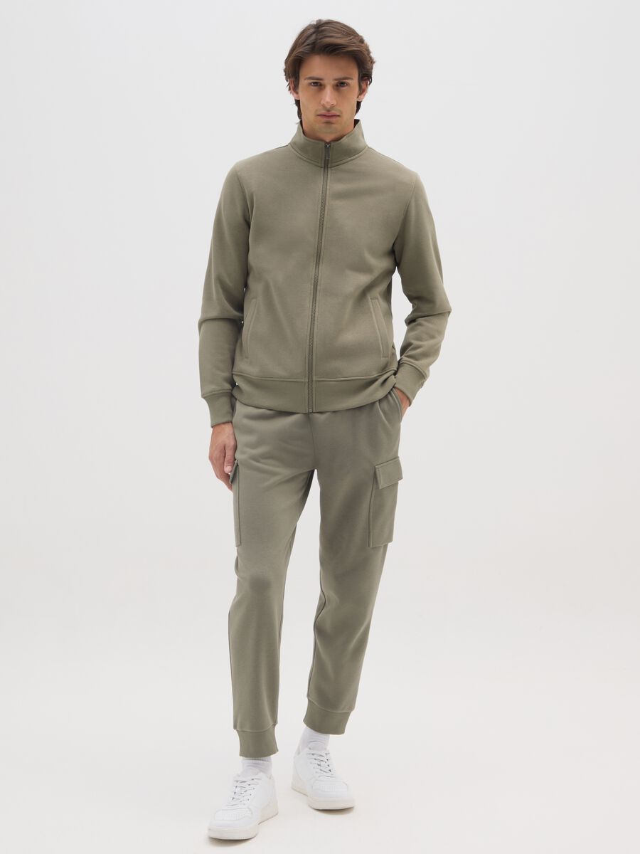 Green Cotton Blend Zip Sweatshirt_1