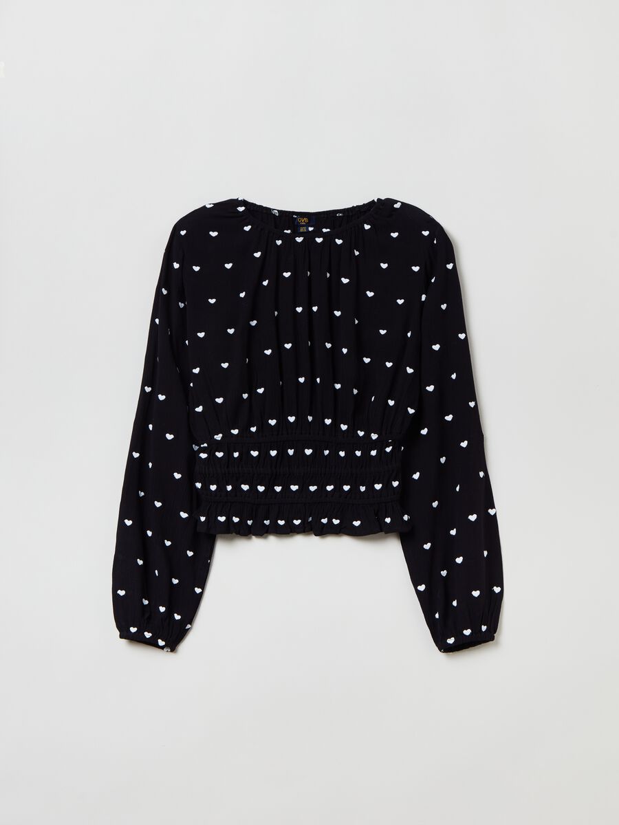 Blusa con stampa cuoricini all-over_0