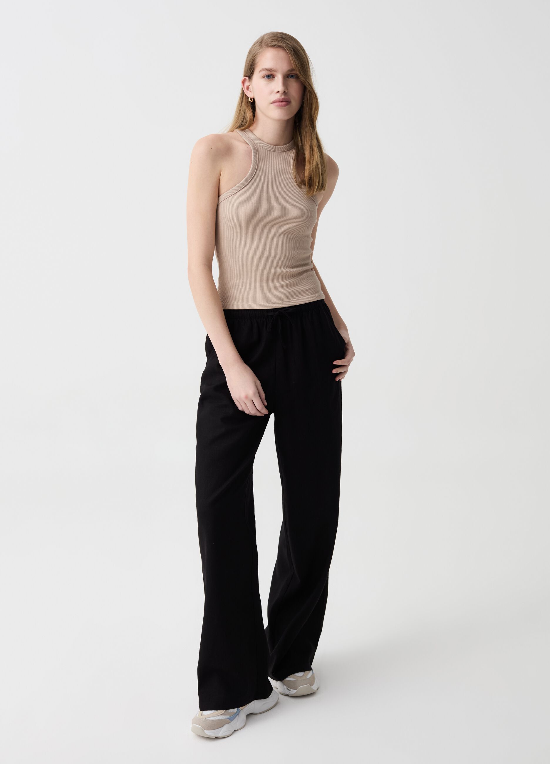 Ovs Tank top a costine con scollo halter