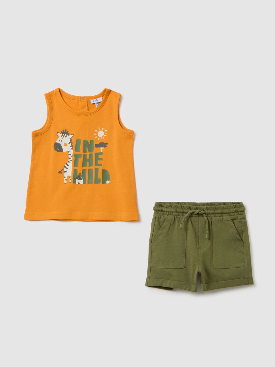 Children's jogging set in orange and green pure cotton regular fit with elasticated waist_0