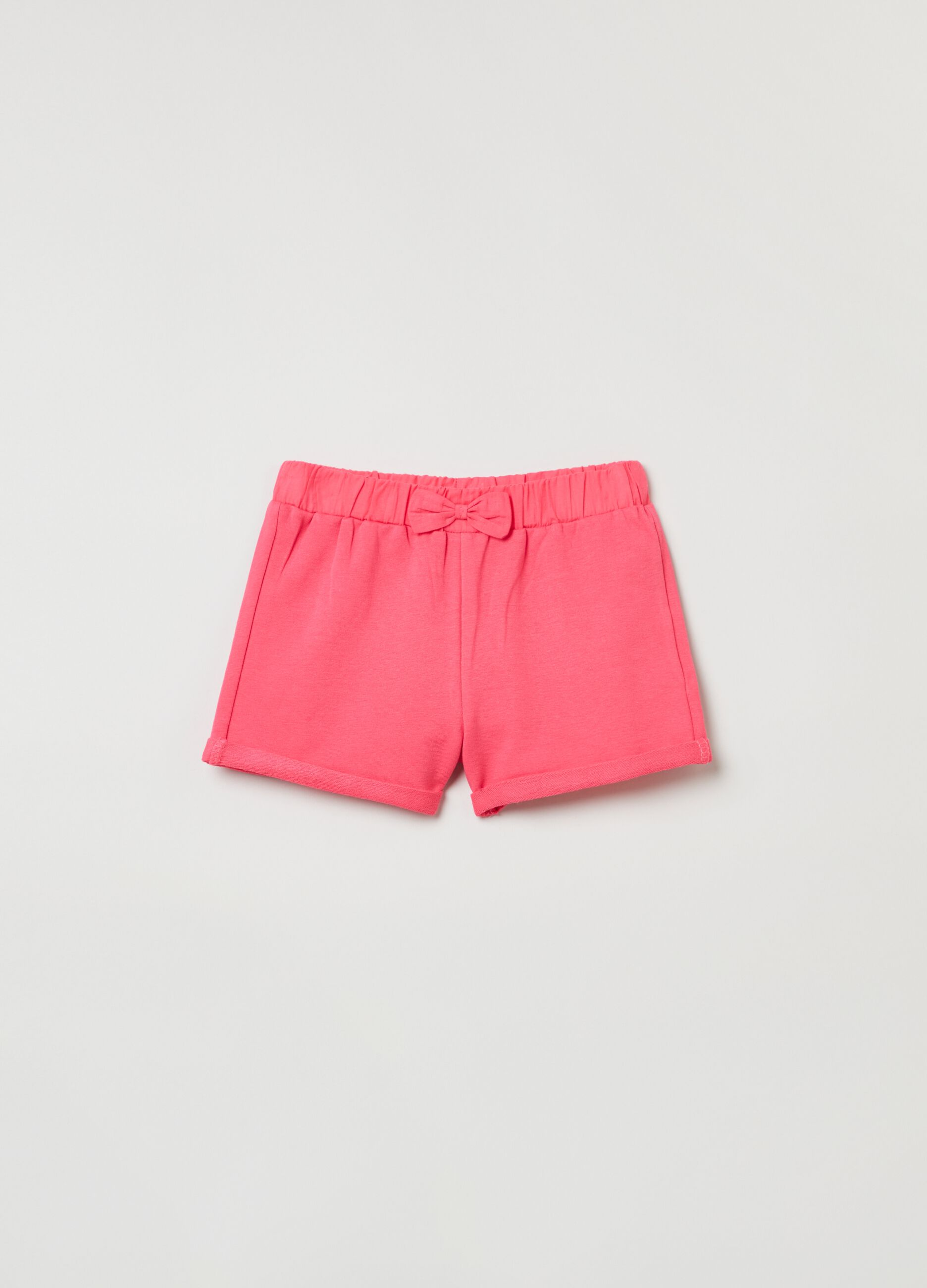 Shorts in cotone stretch con fiocchetto_0