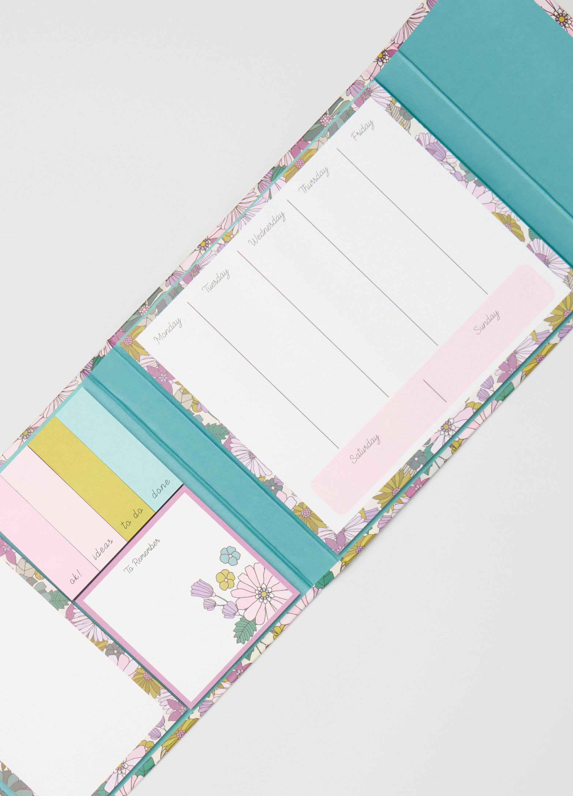 Weekly planner with floral print