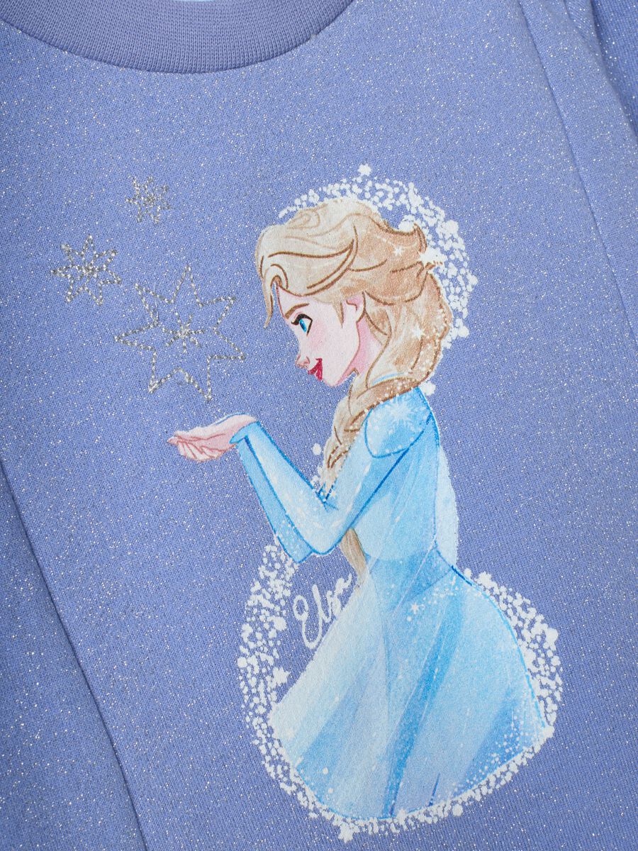 Abito viola in misto cotone con stampa Frozen e glitter per bambina_3